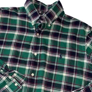 Polo Ralph Lauren Custom Fit Performance Flannel Shirt Green Plaid Mens XL